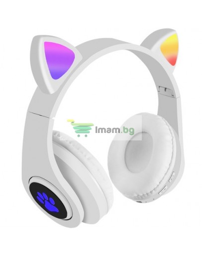 Безжични слушалки светещи котешки уши CAT EAR